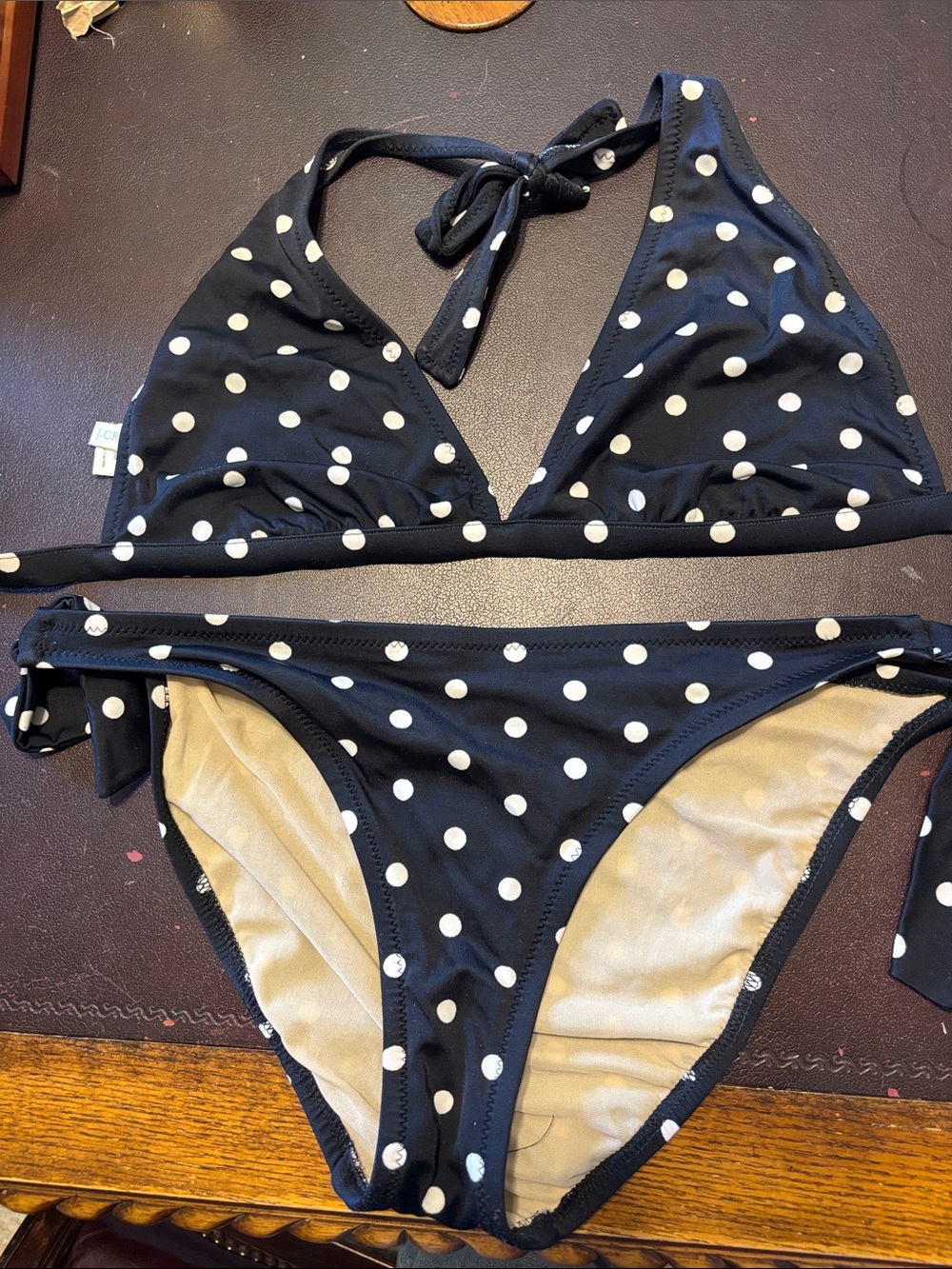J. Crew Black and White Polka Dot Triangle Bikini